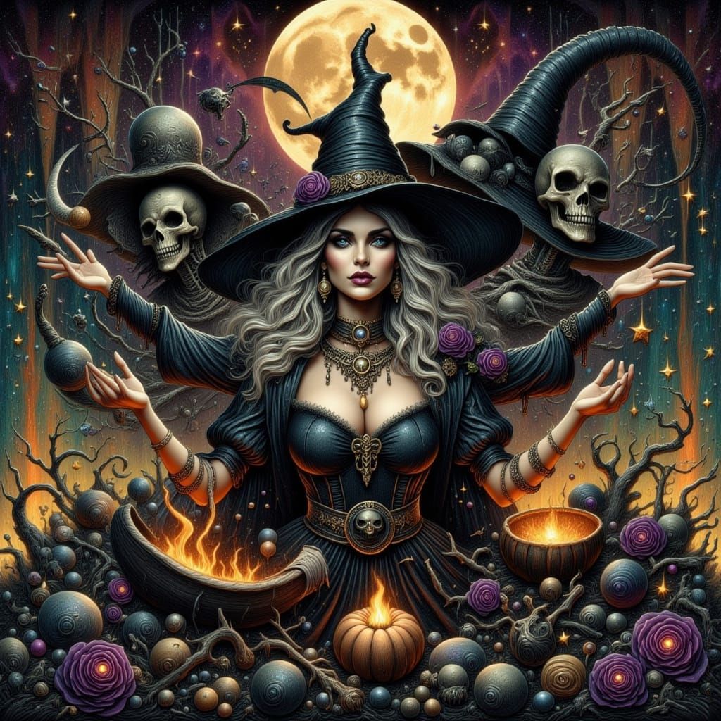 Grimdark Witch Skeleton Ghost in Fantasy Style