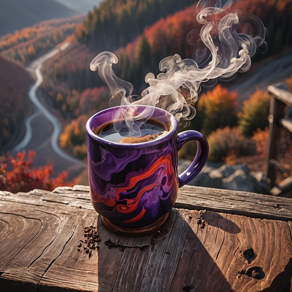 Steaming Coffee Mug in Golden Hour Light