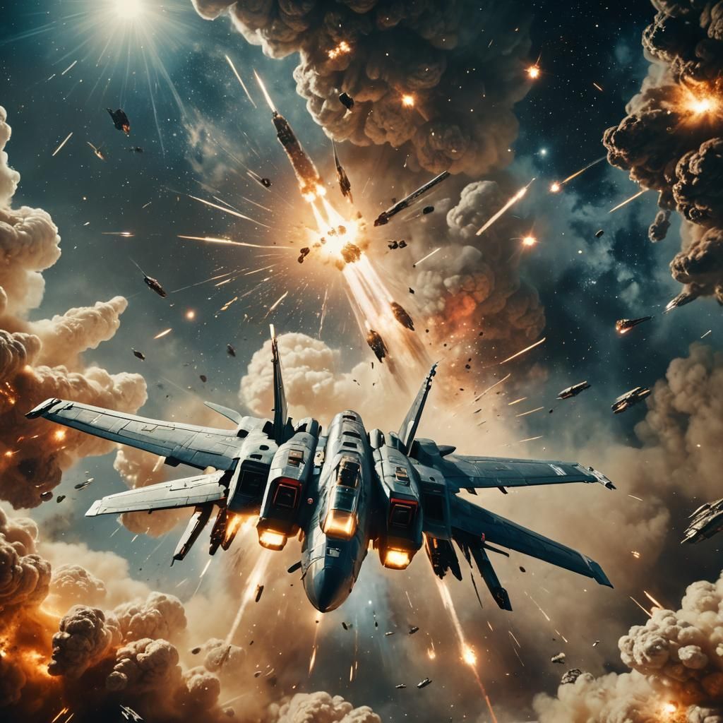 VF-1 Valkyrie Soaring Through Exploding Planet Nebula