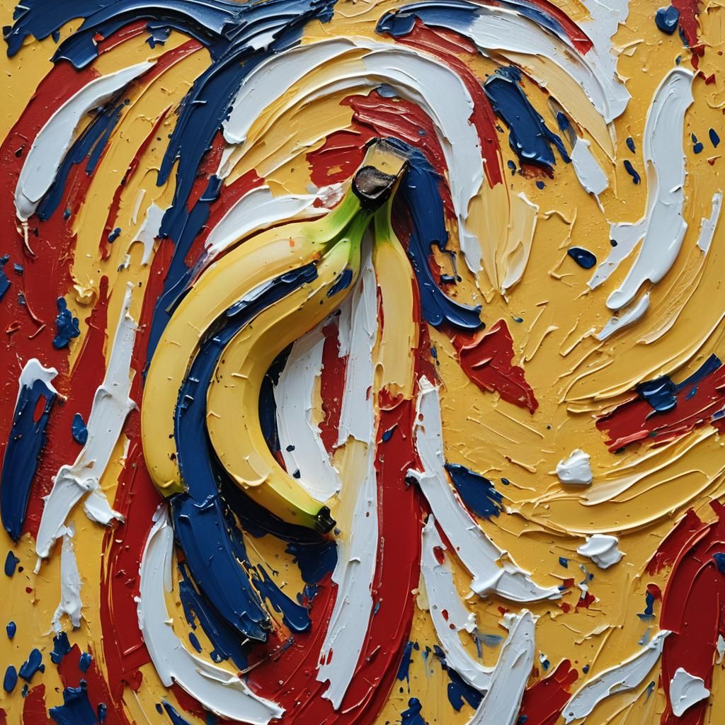 Abstract Expressionism Banana: Vibrant Oil Painting Close-Up