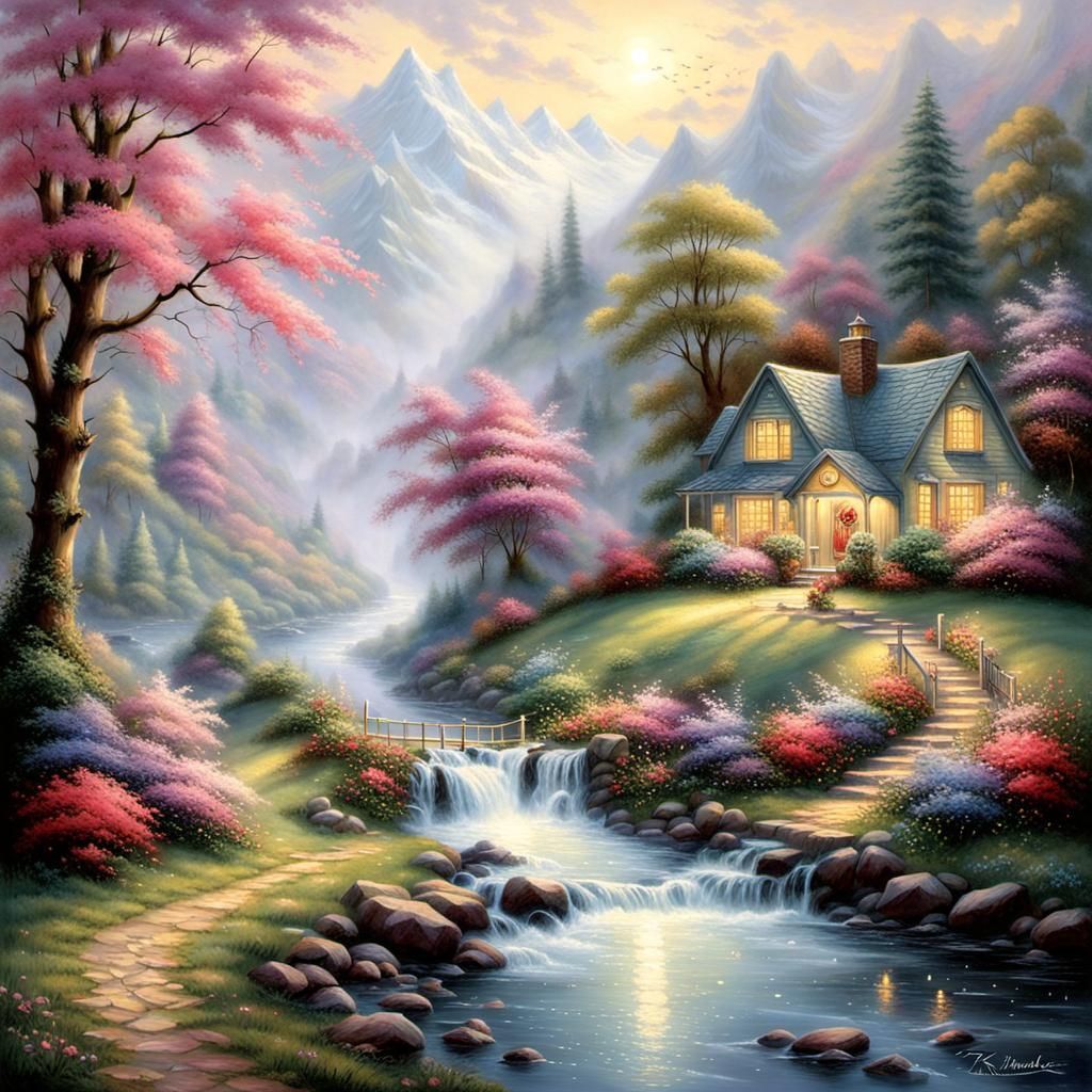 Ethereal River Landscape in Fantasy Style