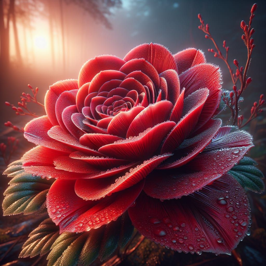 Hyperrealistic Red Rose in Natural Sunlight