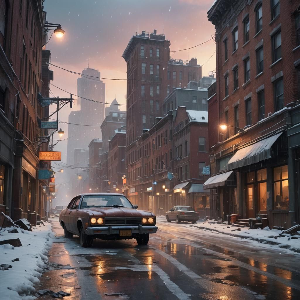 Abandoned Cityscape in Fading Winter