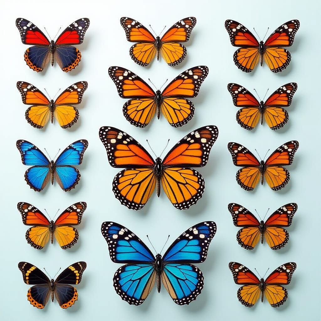 Colorful Butterfly Collection Displayed