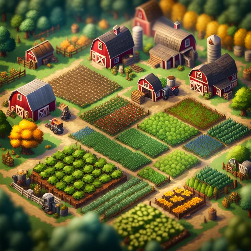 Farmville Game Themed Farm With Bokeh