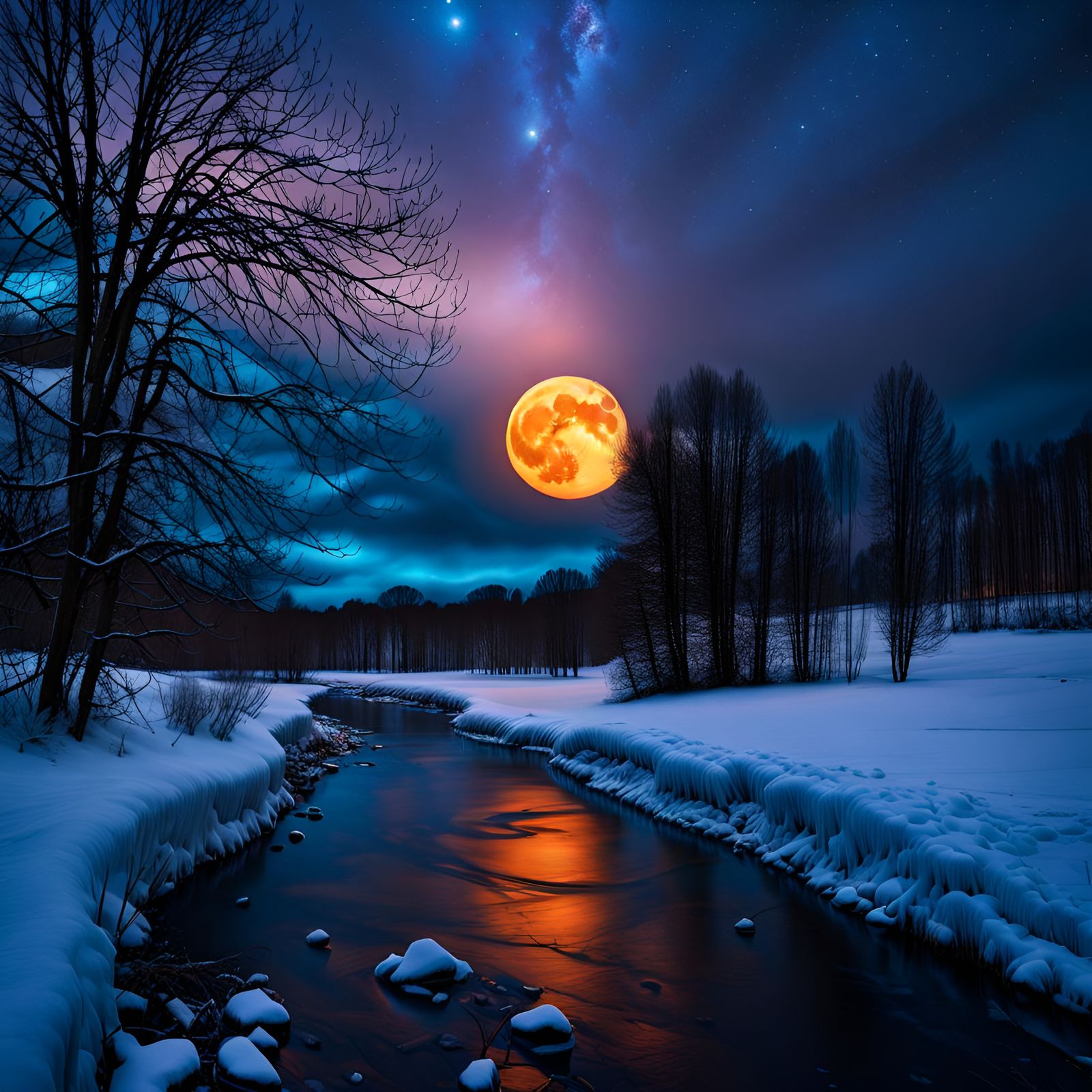 Wintery Dark Sky with Volumetric Lighting