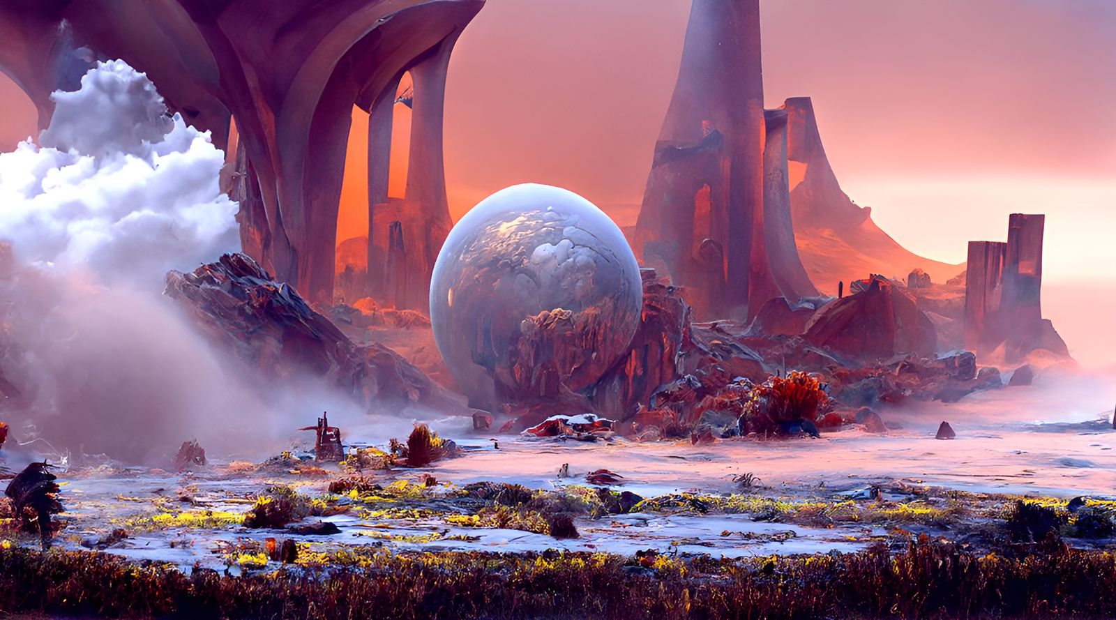 Martian Cityscape Painting in Science Fiction Style