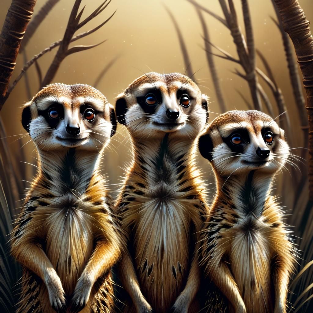 Meerkats in Kalahari: Detailed Illustrated Image
