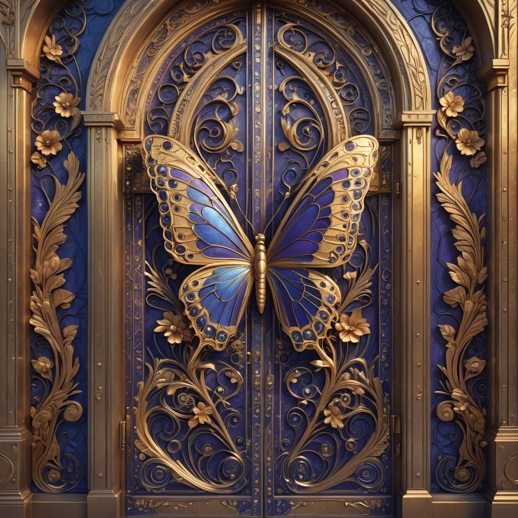 giant art deco butterfly doors