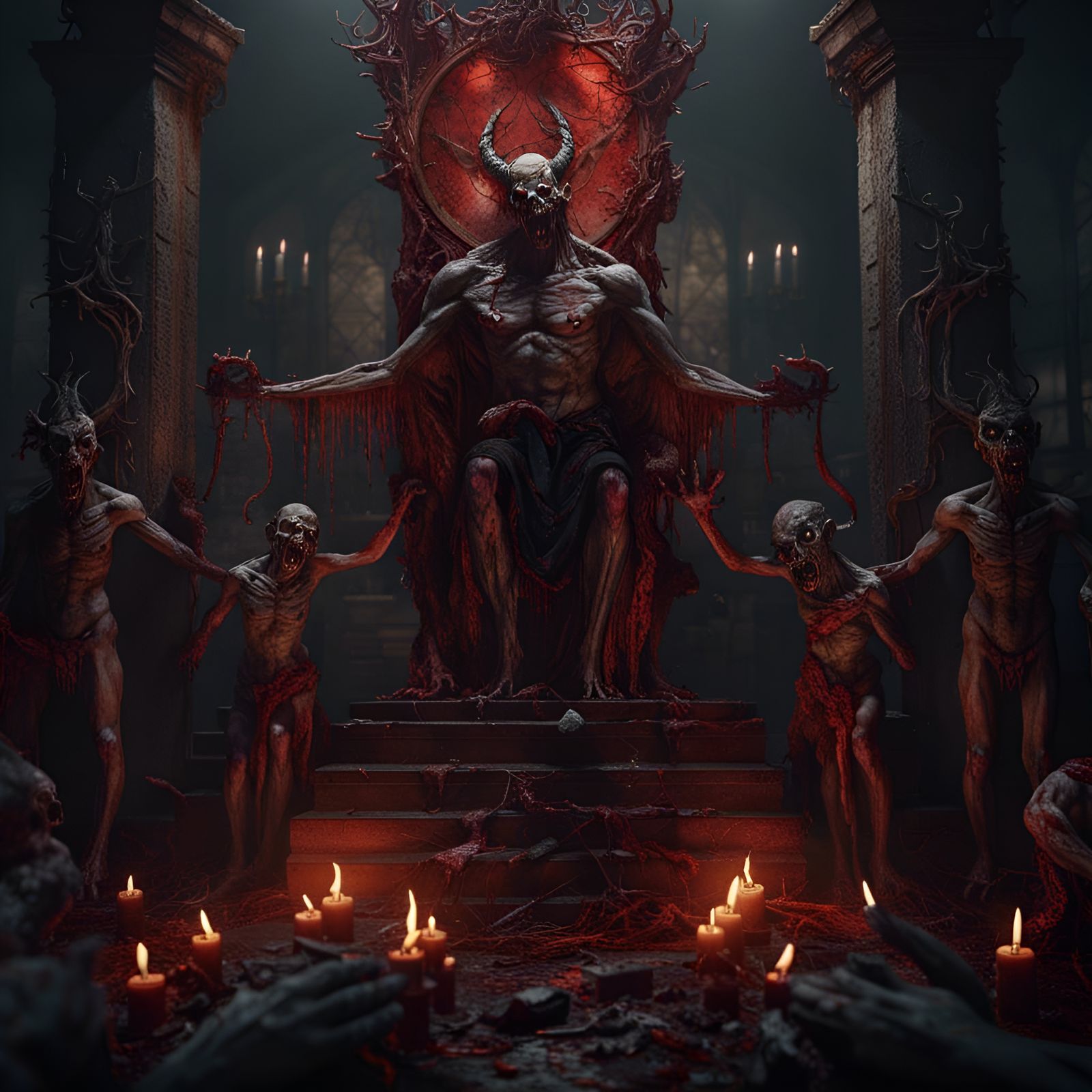 Demonic Ritual Sacrifice with Zombies: Fantasy Concept Art