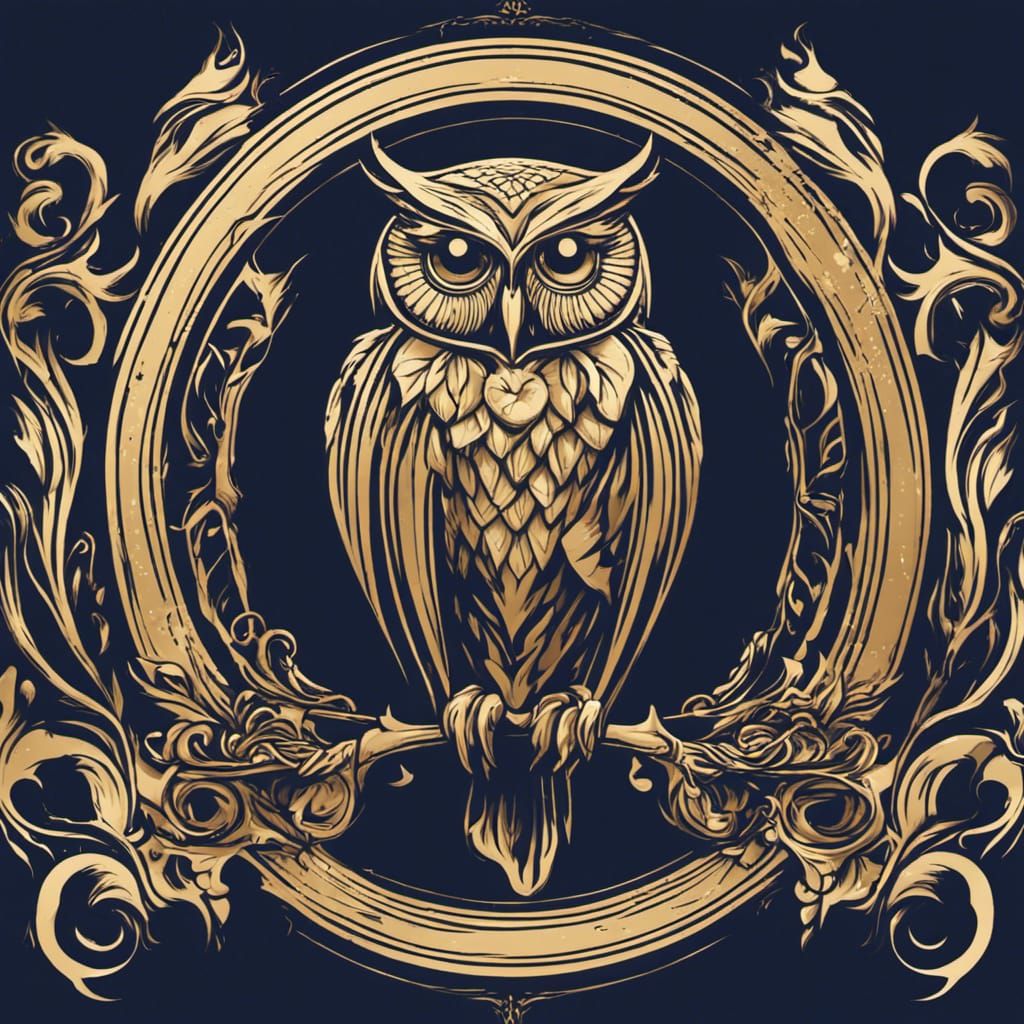 Regal Owl Logo in High-Fantasy Digital Art