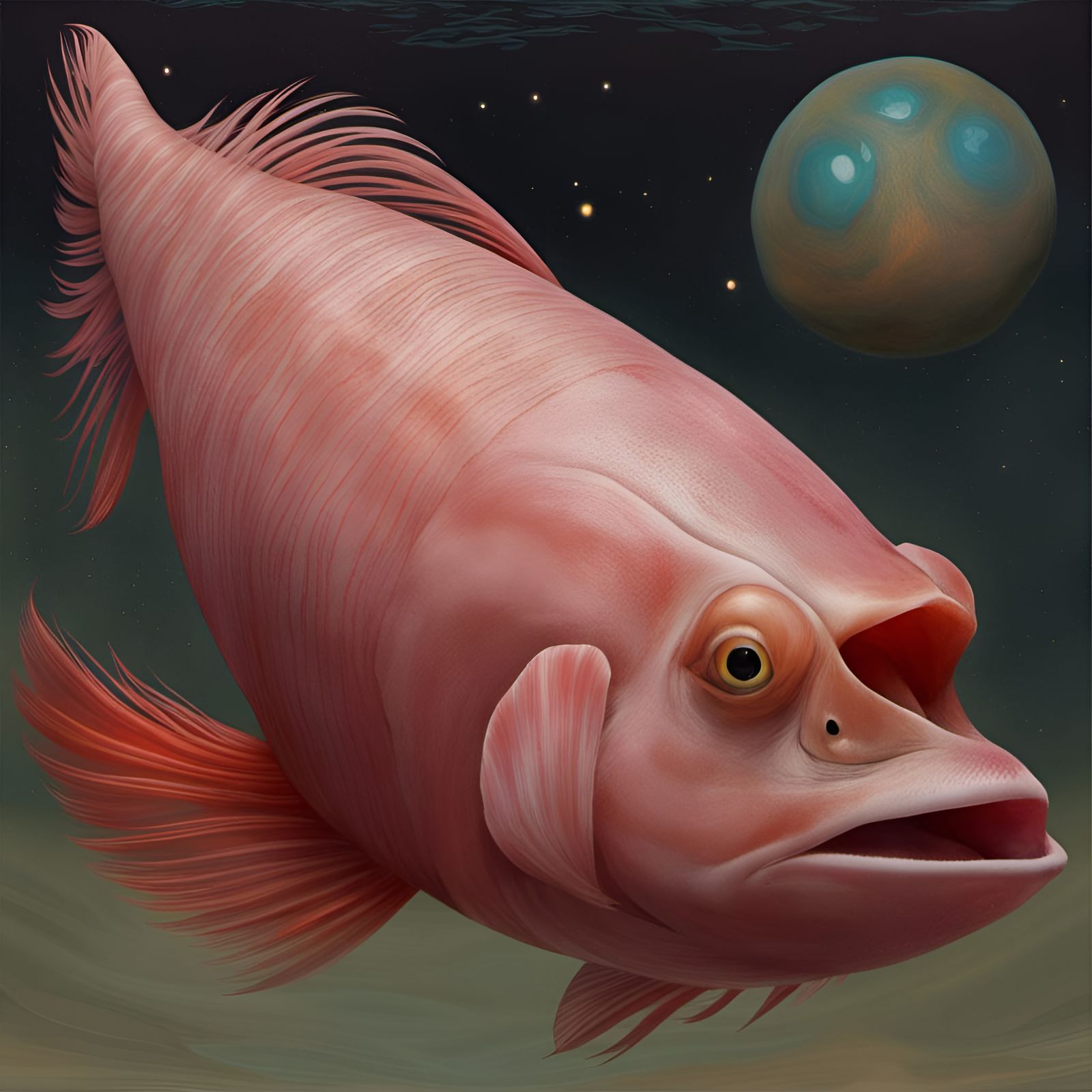 Detailed Fish Painting in Hyperrealistic Style