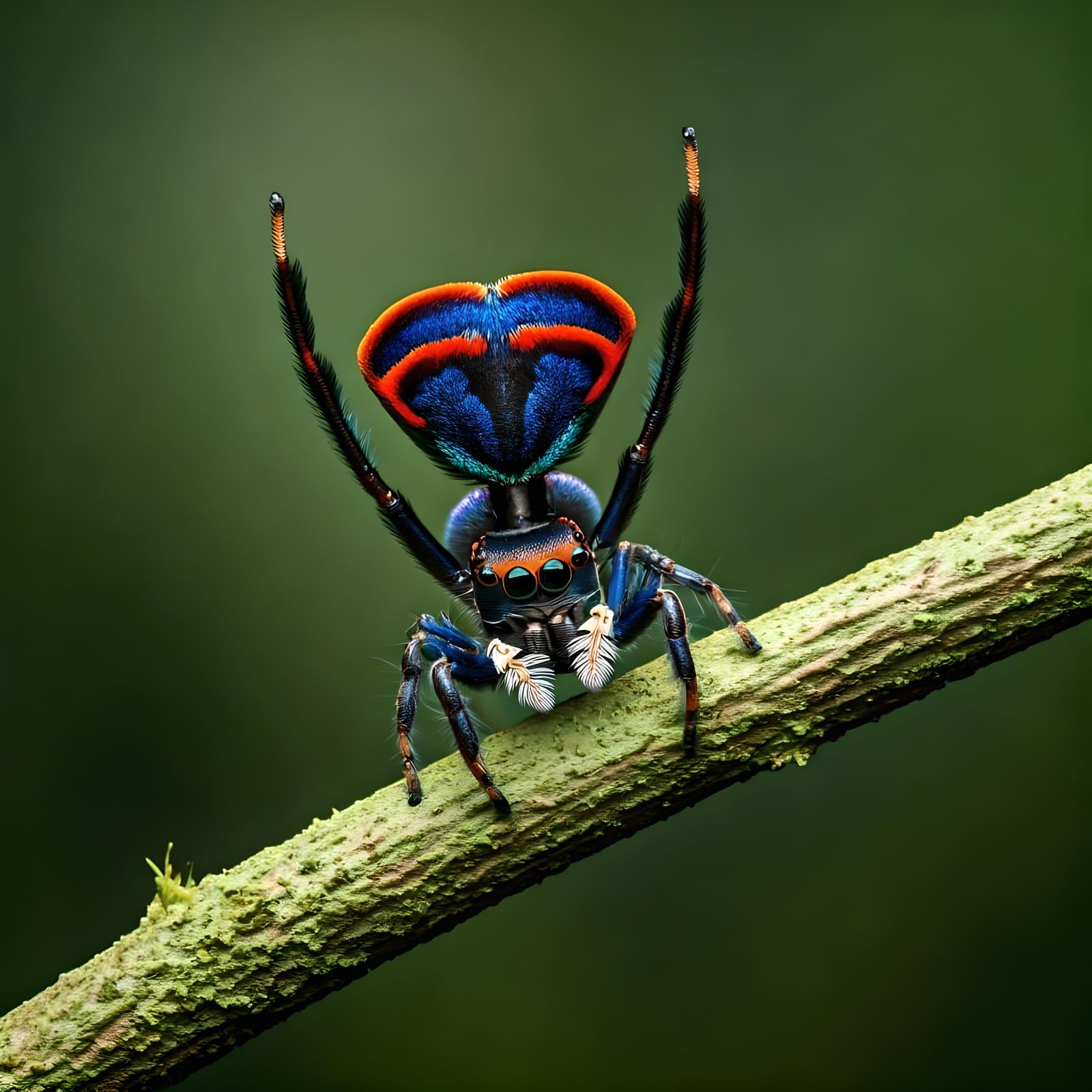 Peacock Spider Courtship Dance on Branch