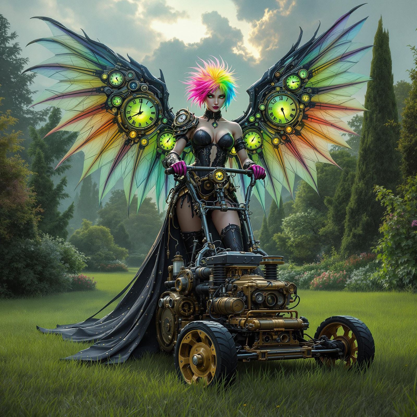 Dieselpunk Valkyrie with Clockwork Lawnmower
