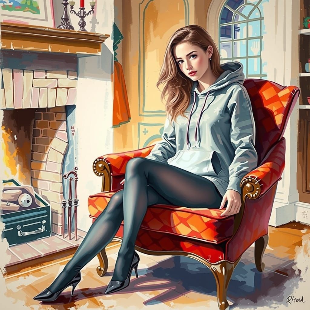 Winter Evening Portrait in Moody Style