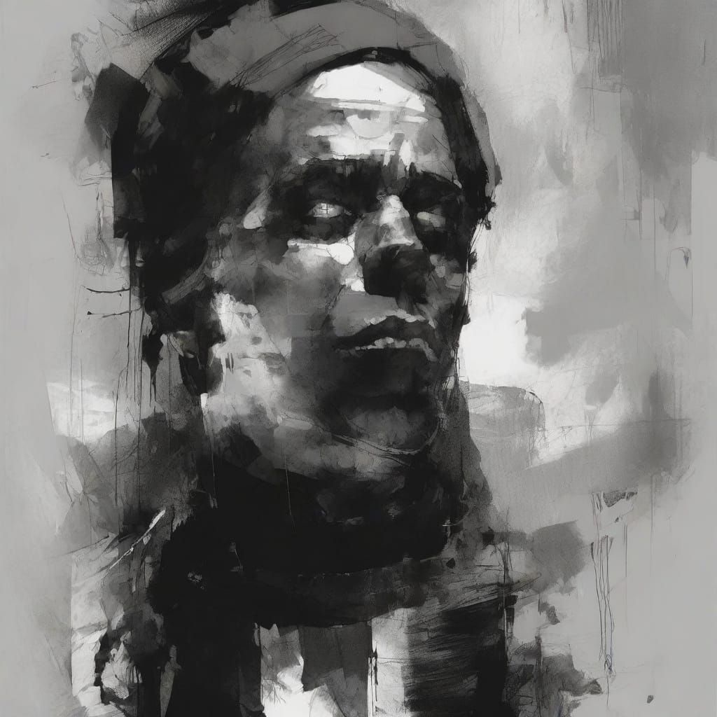 Eerie Grayscale Portrait of a Lost Soul