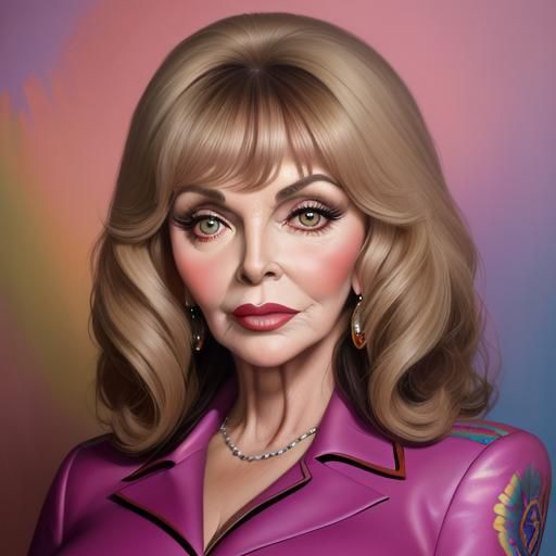Joan Collins Linda Evans Hybrid Portrait in Vibrant Oil Colo...