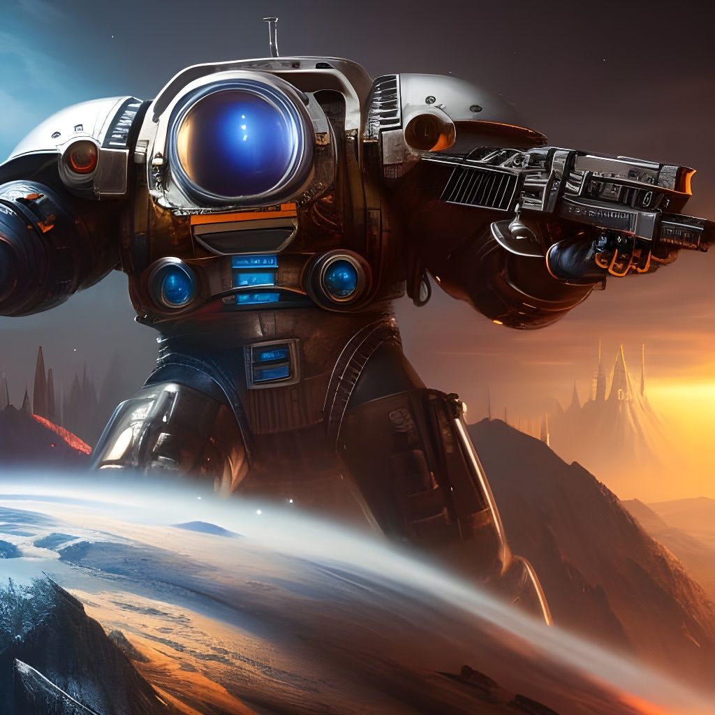 Futuristic Astronaut in Dystopian Mech Suit