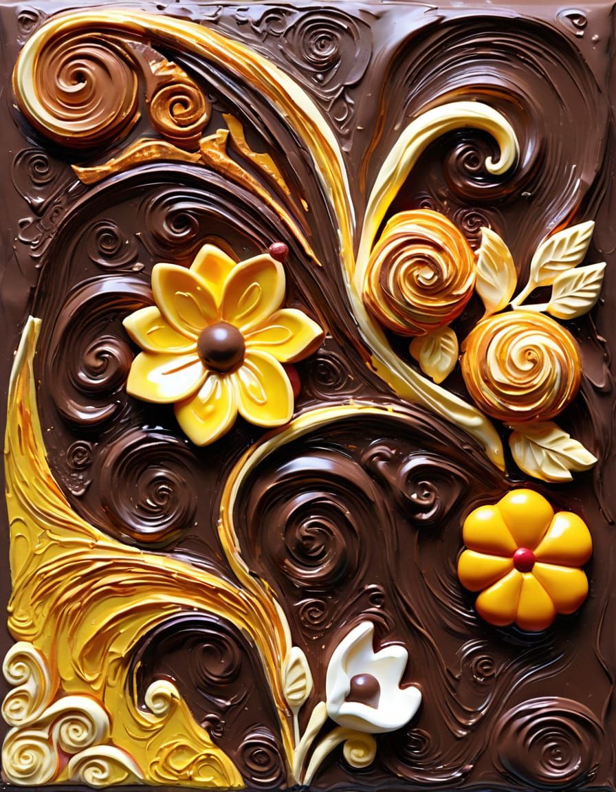 Impasto Chocolate Sculpture of Swiss Alps, Rich & Decadent