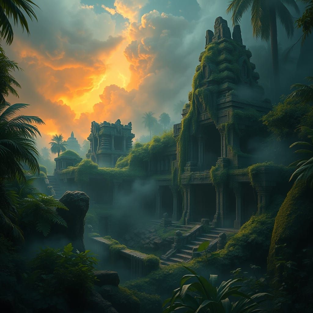 Ancient Jungle Temple Disintegrates in Mystical Storm