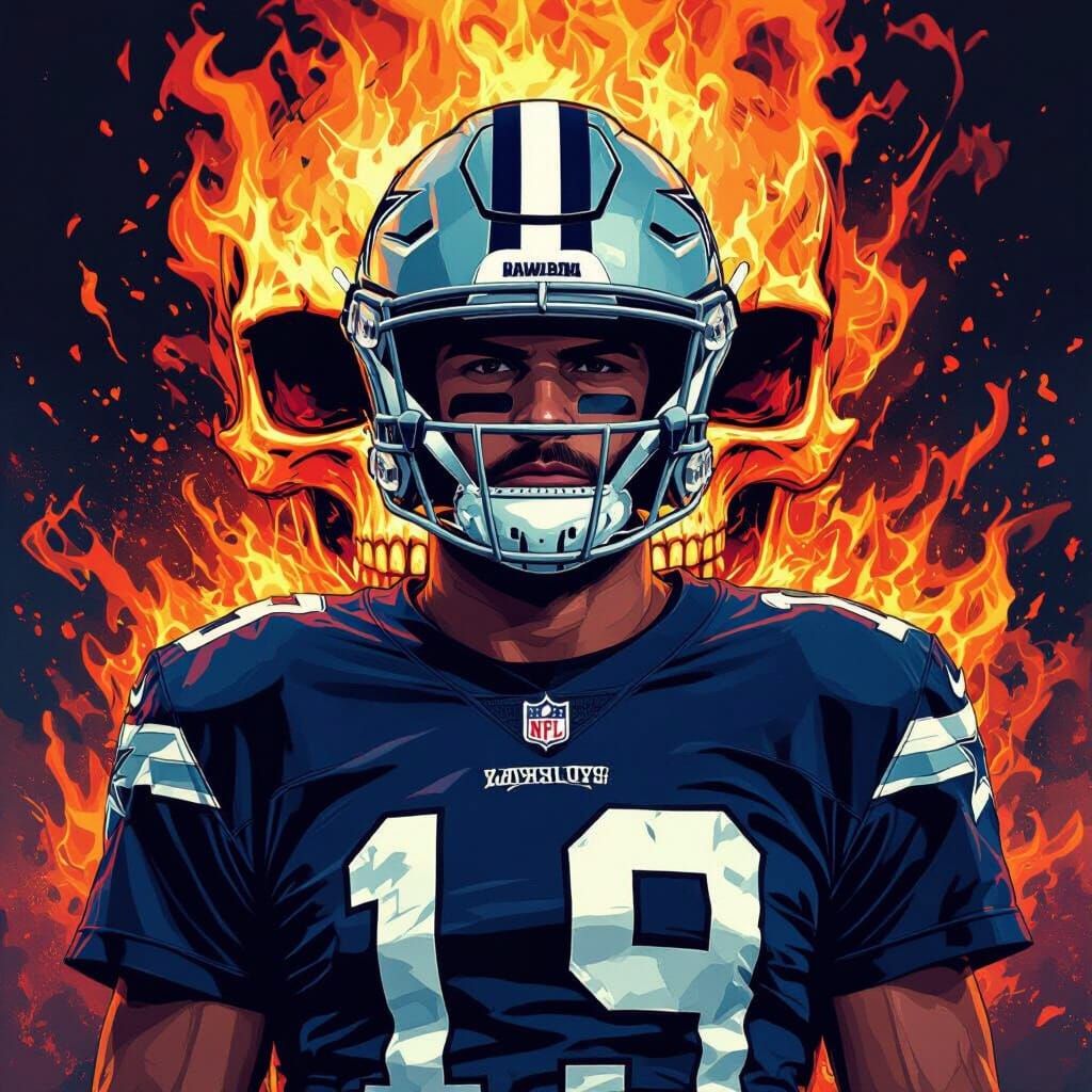 Dallas Cowboys Fiery Skull T-Shirt Design