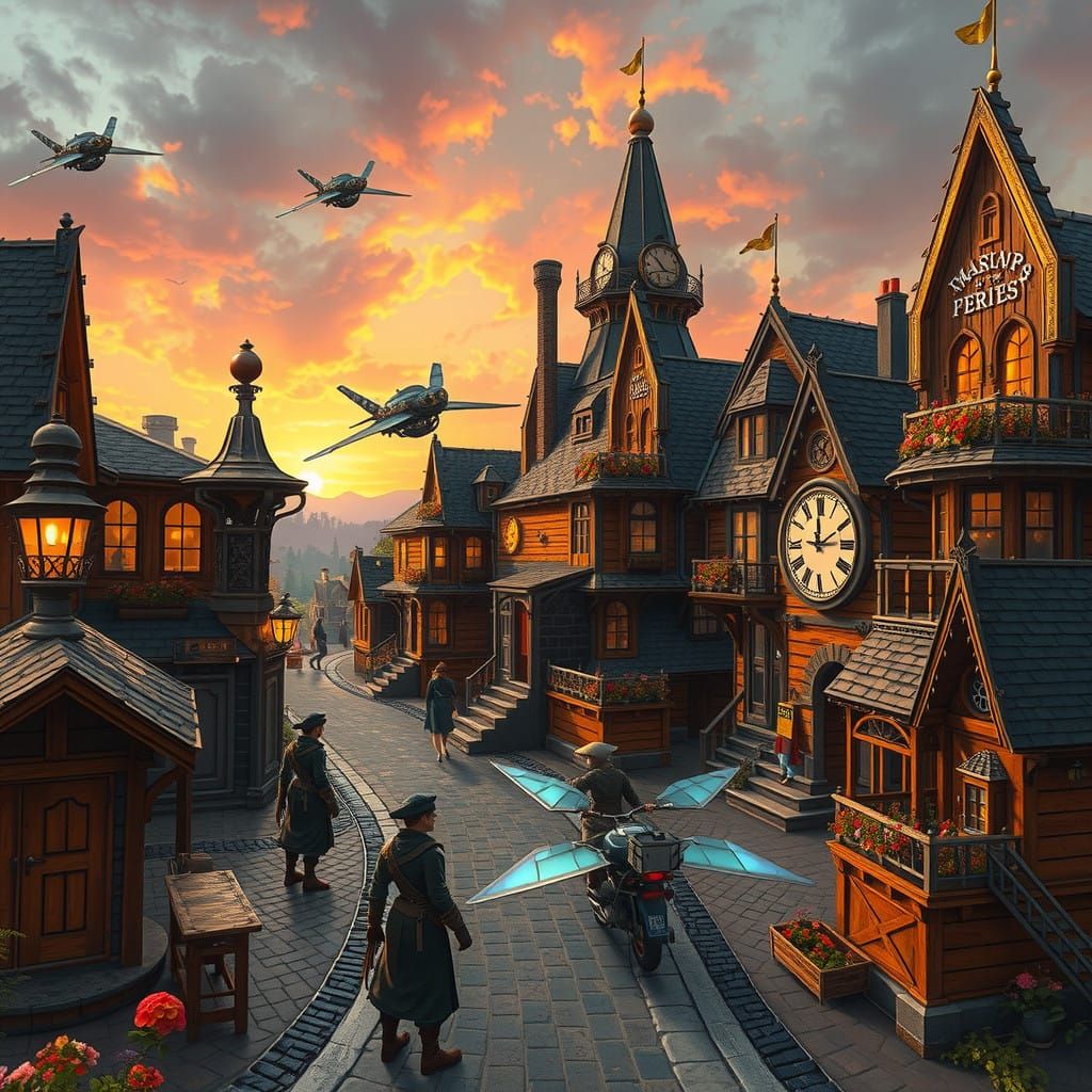 Charming Small Town in Modern Times, Inspired by Final Fanta...