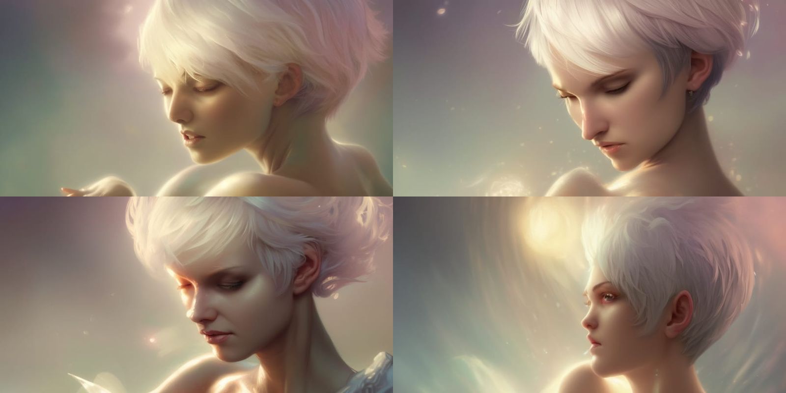 Ethereal Fantasy Woman with White Hair