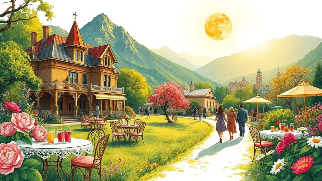 Vibrant Garden Party in Impressionist Style