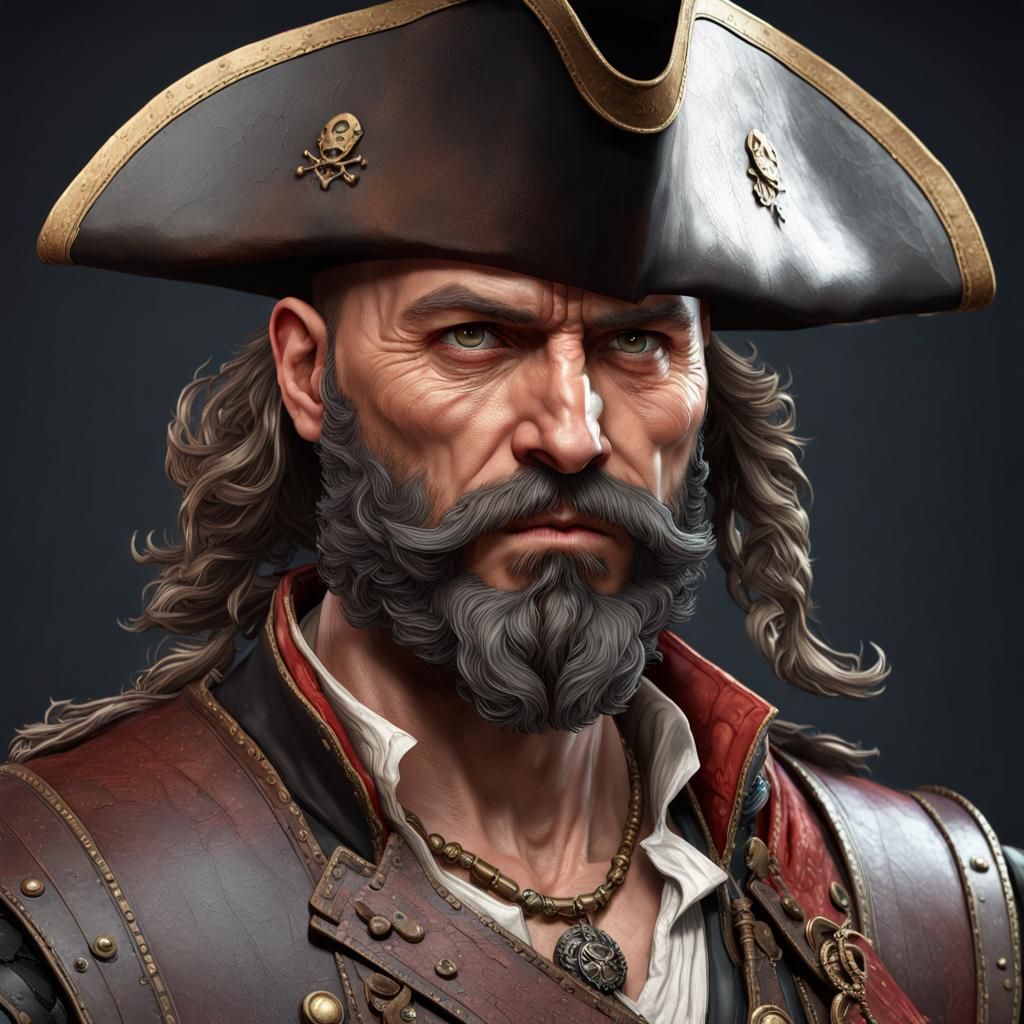 Pirate with Tricorn Hat in Dark Fantasy Style