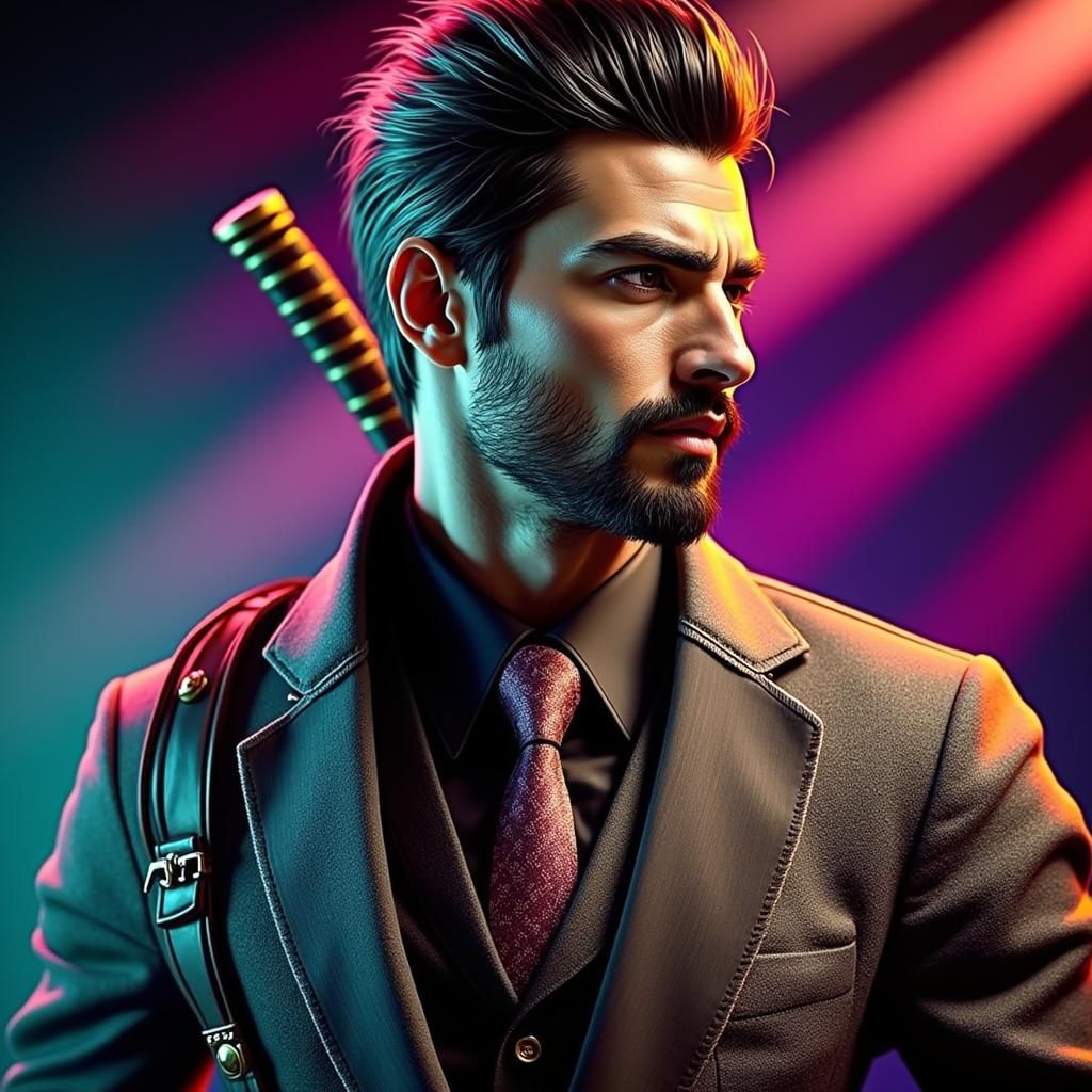 Neji Hyuga in Tailored Suit with Dramatic Lighting