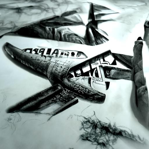 Hyperdetailed Charcoal Drawing of an Airplane