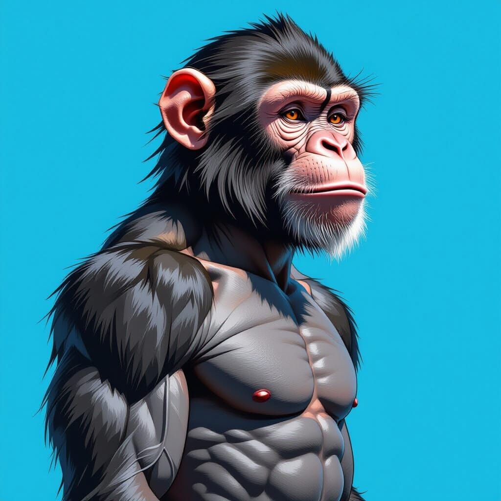 Monkey Portrait with Intricate Fur Texture, Hyper-Realistic ...