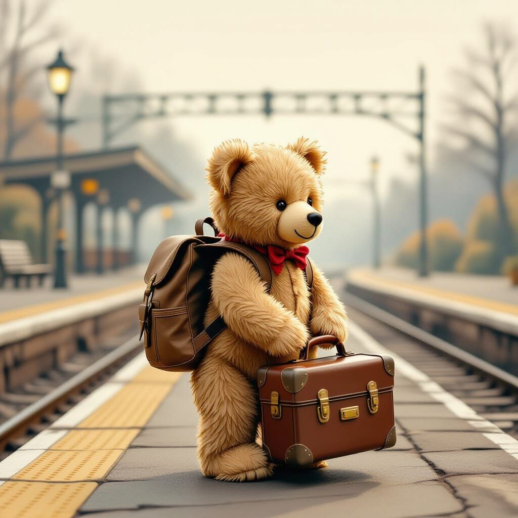 Teddy Bear's Whimsical Railway Journey