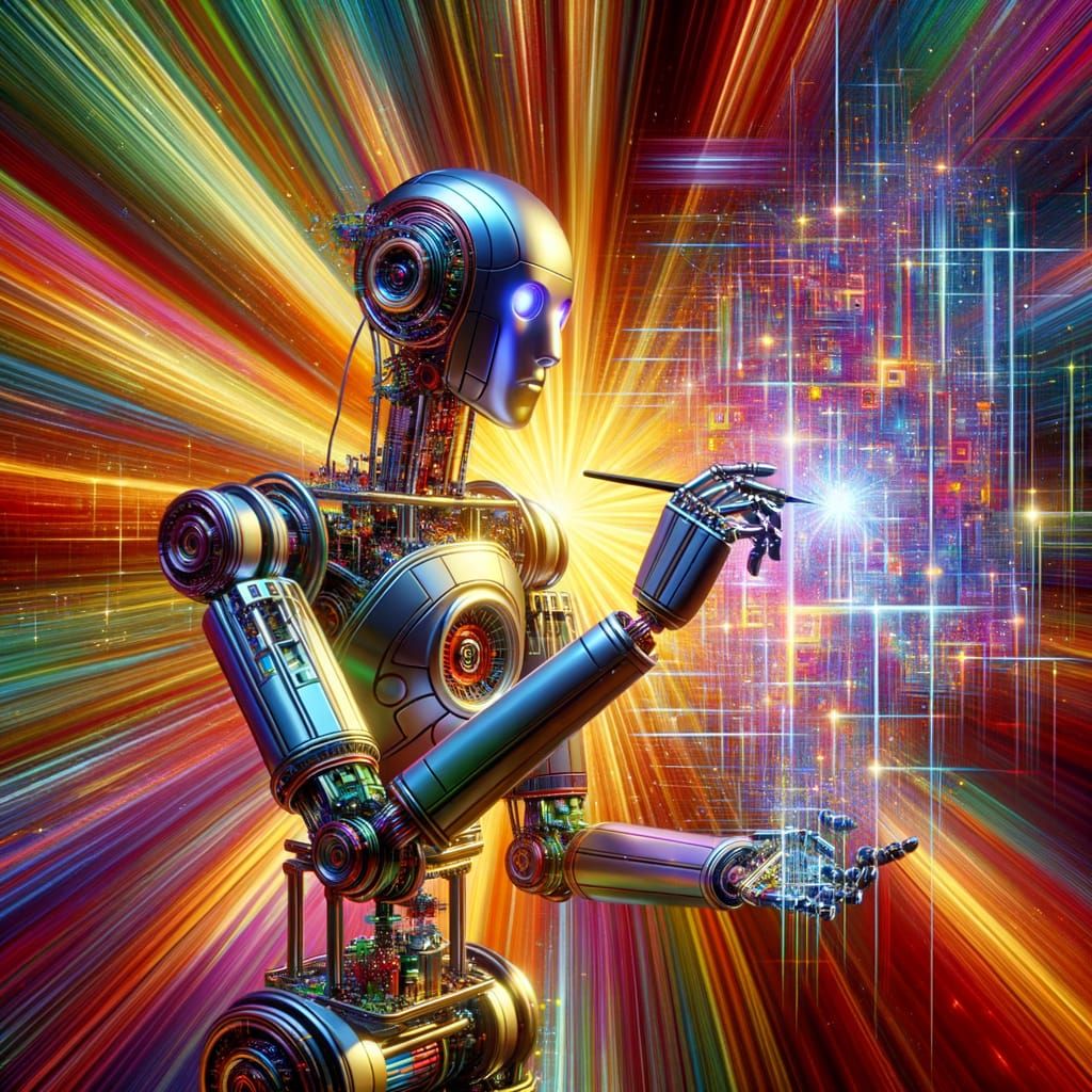 AI Robot Constructs Data in Early Cinema Style