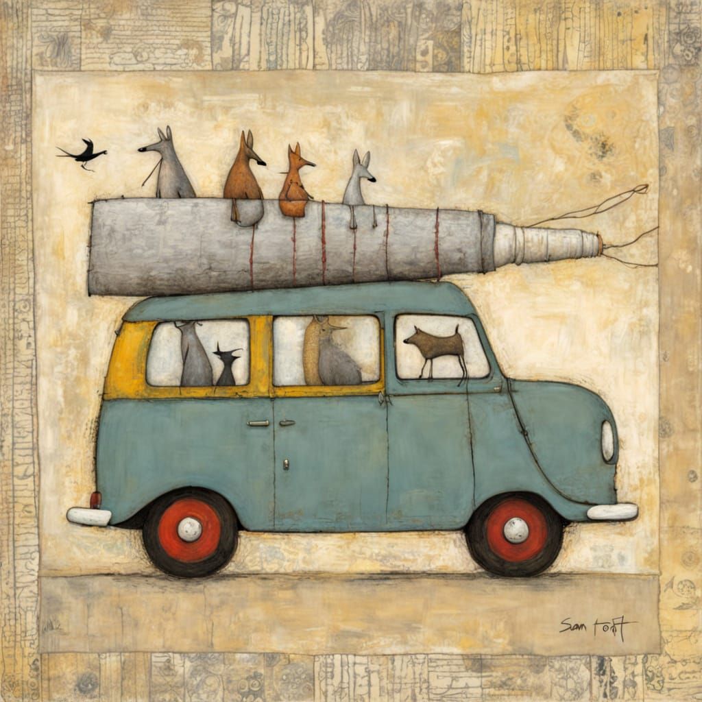 Whimsical Tape Loop Art in Sam Toft Style