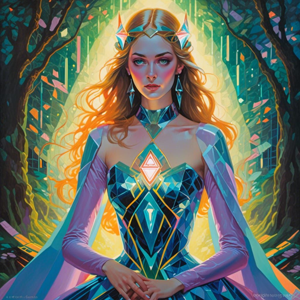 Princess Zelda in Mystical Forest, Surreal Digital Art