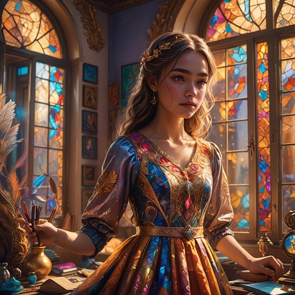 Girl Getting Ready in Bedroom: Fantasy Concept Art