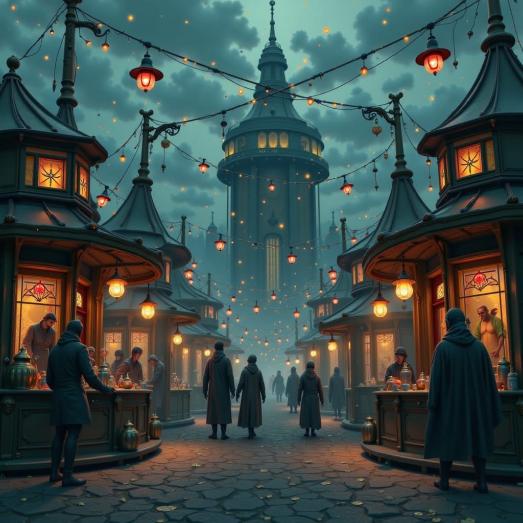 Spooky Carnival at Dusk in Dark Fantasy Style