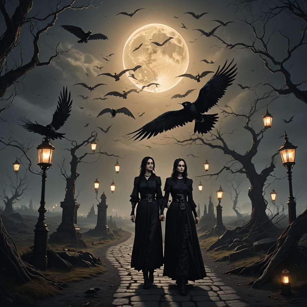 Gothic Dreamscape: Girl with Wings and Lantern