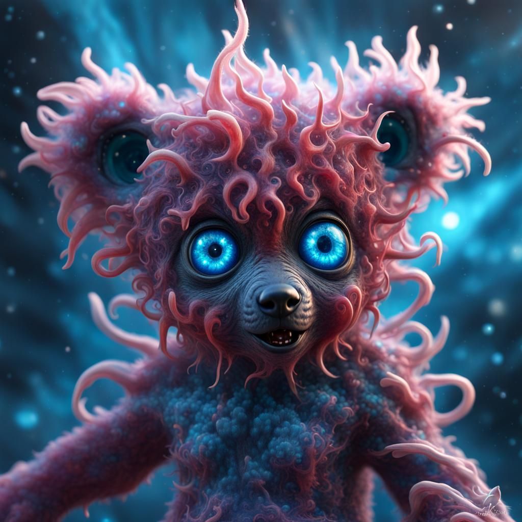 Alien Zombie Bear Cub with Nebula Eyes