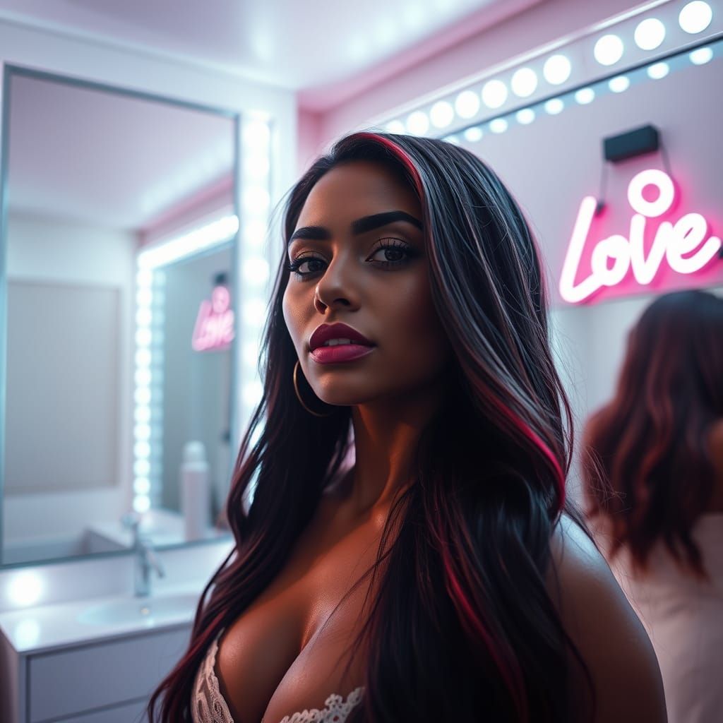 Woman's room with white and champagne LED lights.