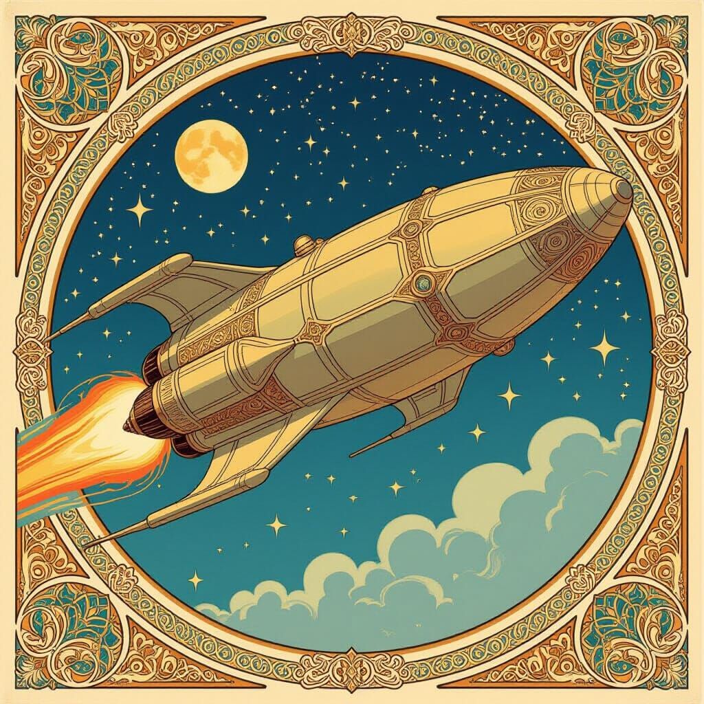 Art Nouveau Spaceship with Ornate Details