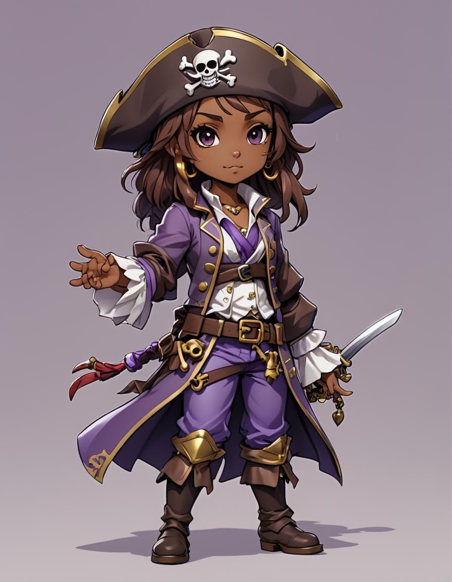 Chibi Pirate Lady in Disney Fantasy Style