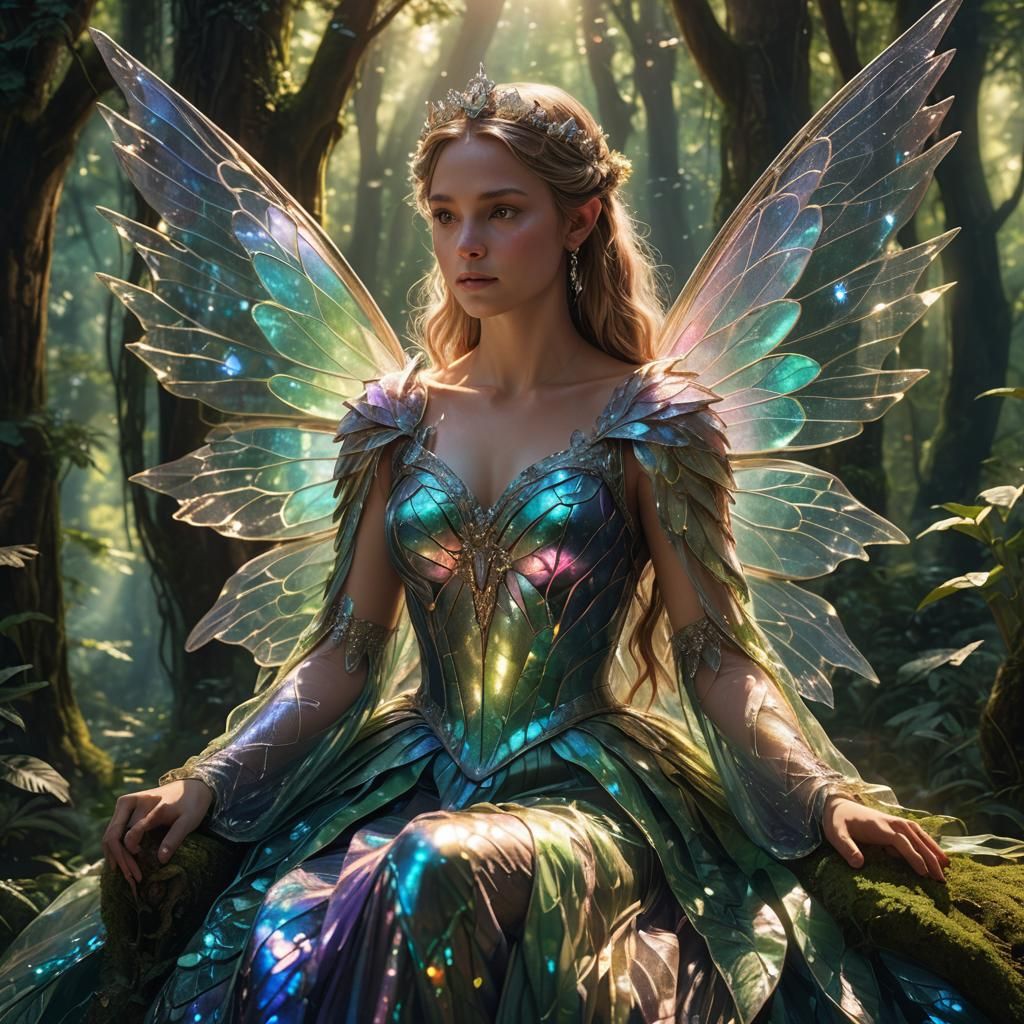 Ethereal Fairy Princess on Forest Throne