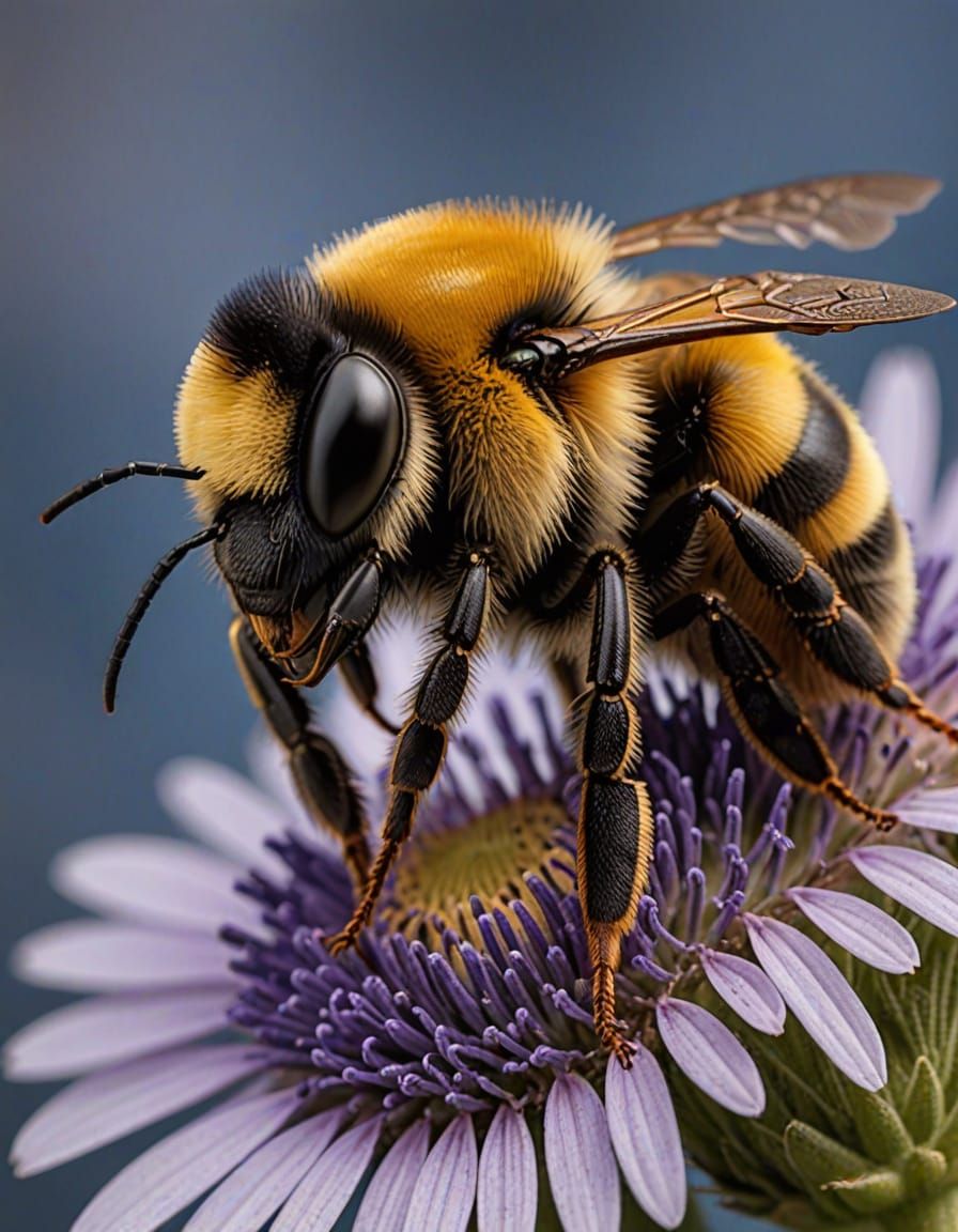 A Bombus Bee Adorns a Jacaranda Flower
