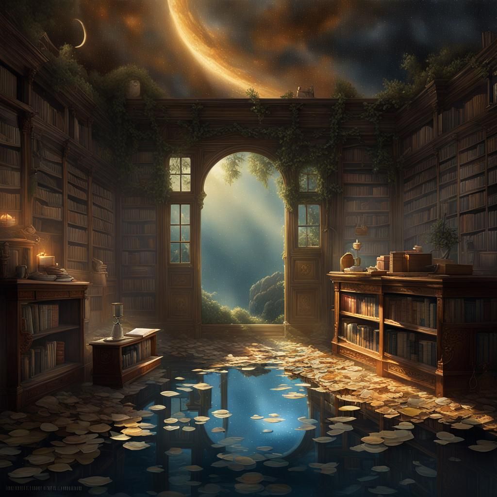 Fantastical Dreamscape of Galaxies and Libraries