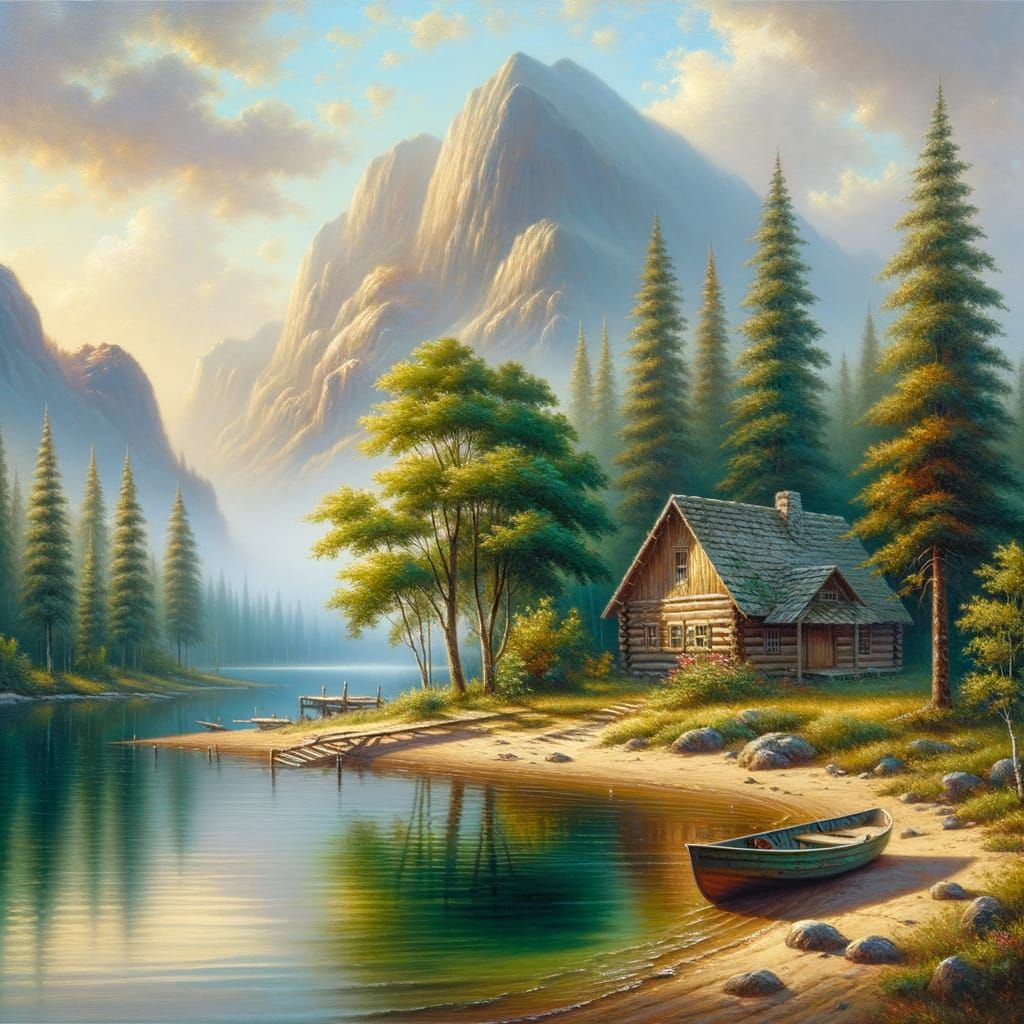 Serene Summer Morning on the Lake Shore