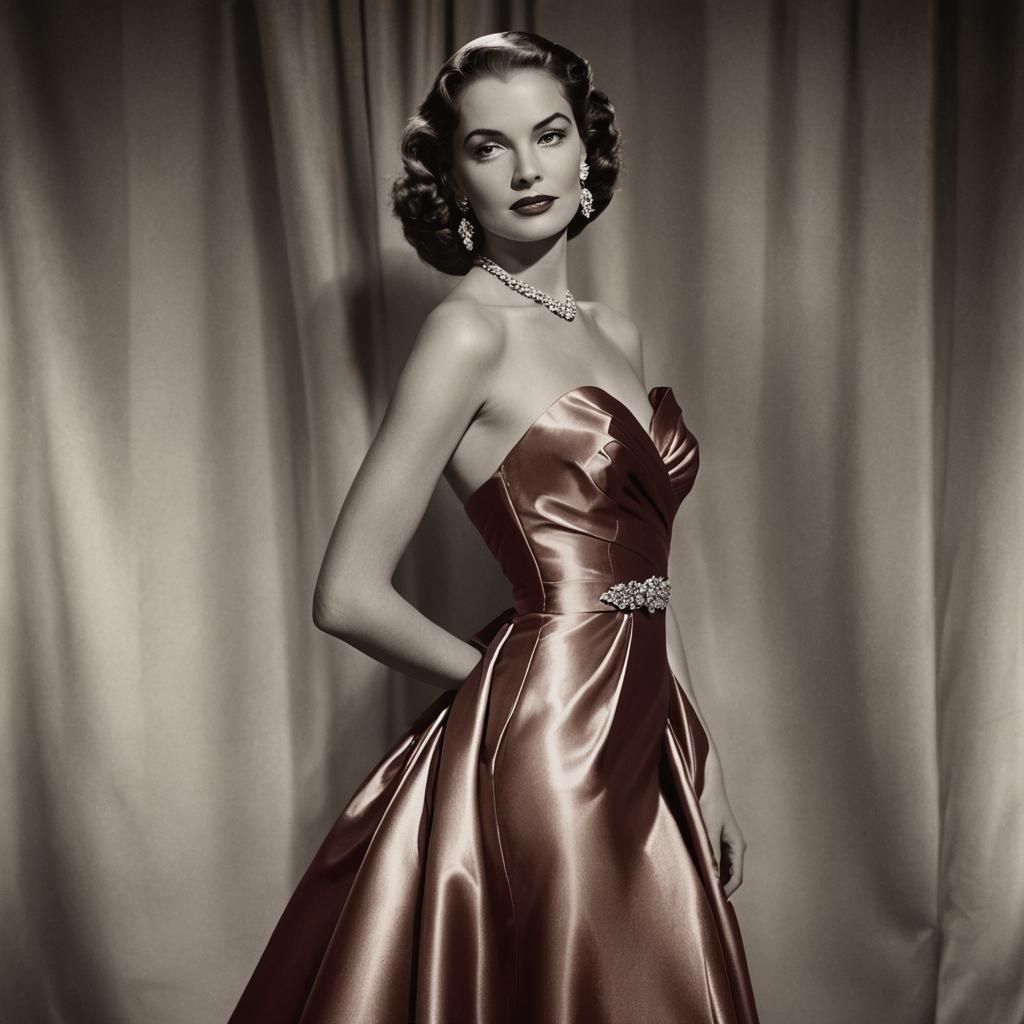 Old Hollywood Glamour: Red Satin Gown Portrait