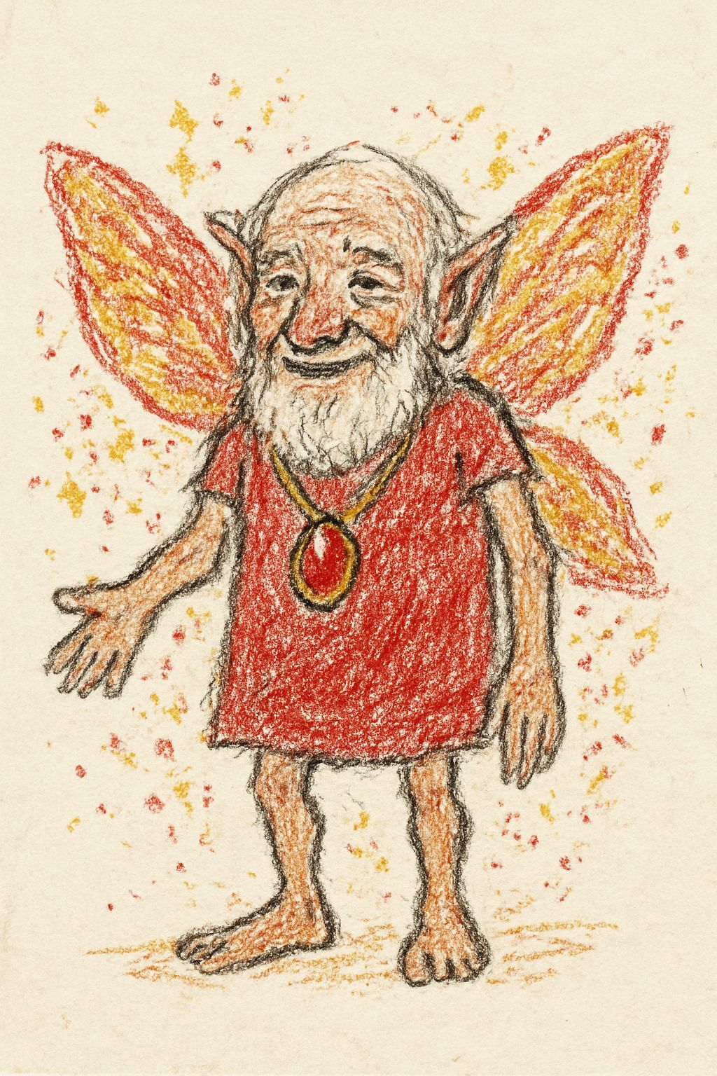 Old Ruby Fairy Creature in Red and Gold Dust