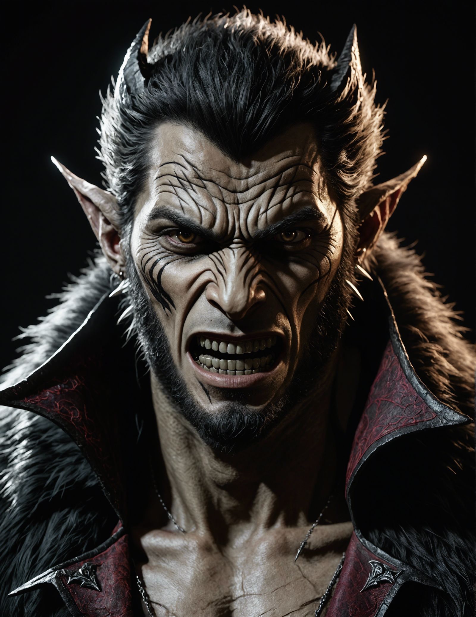 Dark Fantasy Vampire Werewolf Hybrid Portrait